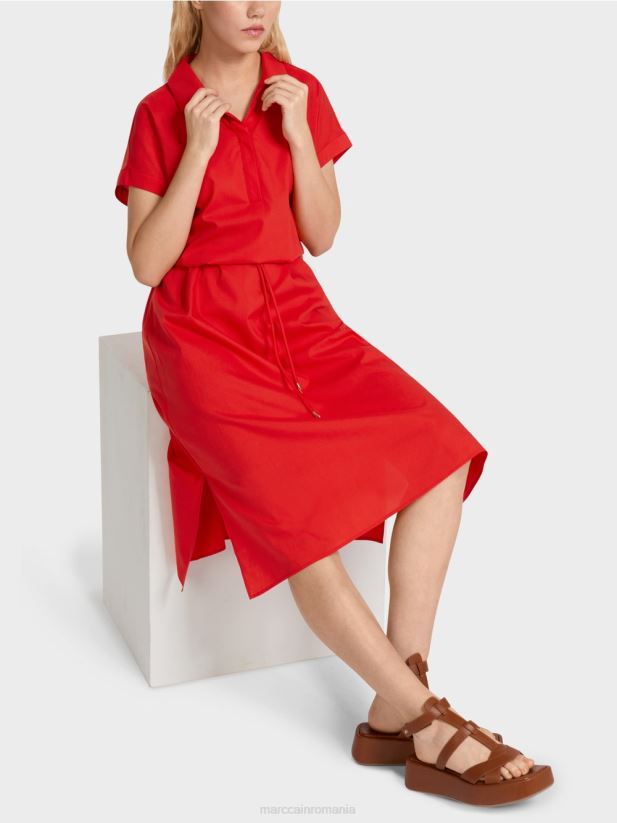 rochie cămașă „rethink together”. Marc Cain Rosu ca focul îmbrăcăminte 4826HH67