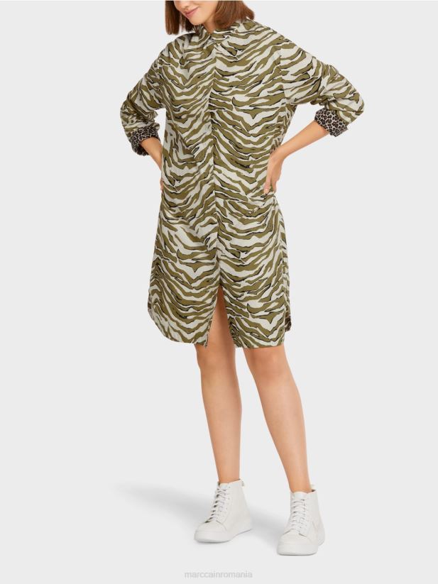 rochie cămașă „rethink together”. Marc Cain cremă pudră îmbrăcăminte 4826HH115