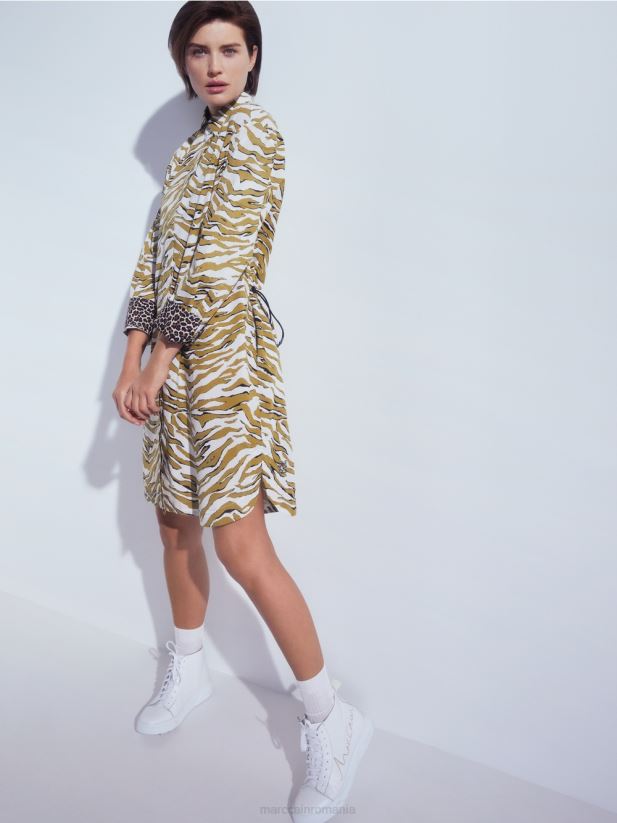 rochie cămașă „rethink together”. Marc Cain cremă pudră îmbrăcăminte 4826HH115