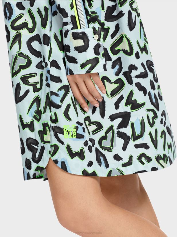 rochie cămașă „rethink together” cu gât rotund Marc Cain albastru pudra moale îmbrăcăminte 4826HH29