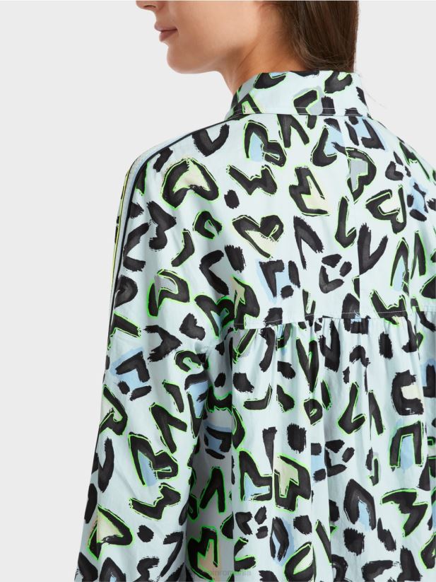 rochie cămașă „rethink together” cu gât rotund Marc Cain albastru pudra moale îmbrăcăminte 4826HH29