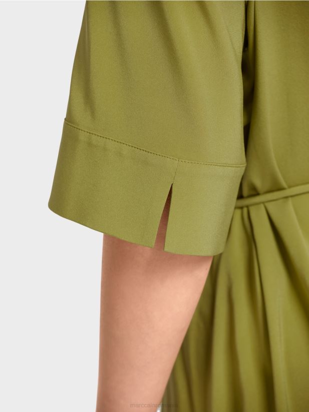 rochie camasa din matase Marc Cain verde oliv intens îmbrăcăminte 4826HH90