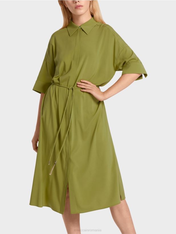 rochie camasa din matase Marc Cain verde oliv intens îmbrăcăminte 4826HH90