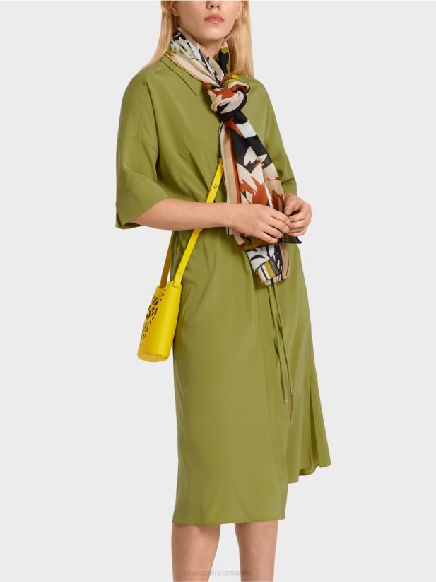 rochie camasa din matase Marc Cain verde oliv intens îmbrăcăminte 4826HH90