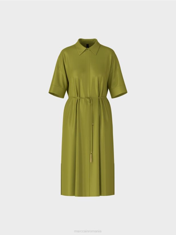 rochie camasa din matase Marc Cain verde oliv intens îmbrăcăminte 4826HH90