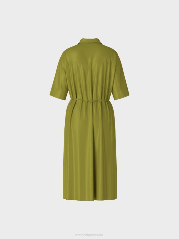 rochie camasa din matase Marc Cain verde oliv intens îmbrăcăminte 4826HH90