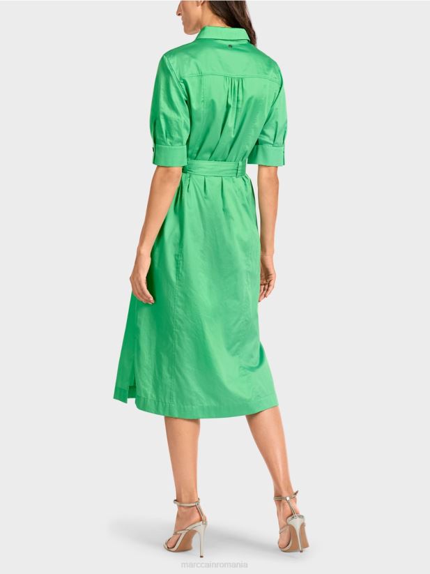 rochie camasa feminina cu centura Marc Cain jad strălucitor îmbrăcăminte 4826HH103