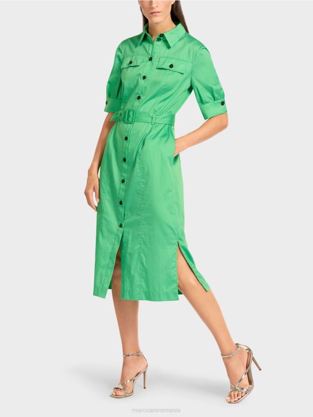 rochie camasa feminina cu centura Marc Cain jad strălucitor îmbrăcăminte 4826HH103