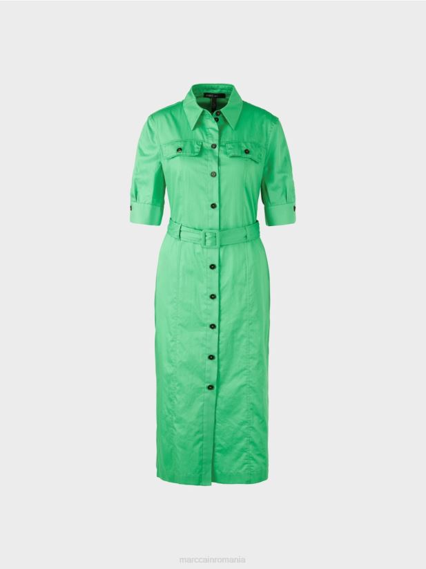 rochie camasa feminina cu centura Marc Cain jad strălucitor îmbrăcăminte 4826HH103