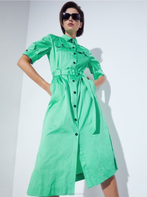 rochie camasa feminina cu centura Marc Cain jad strălucitor îmbrăcăminte 4826HH103