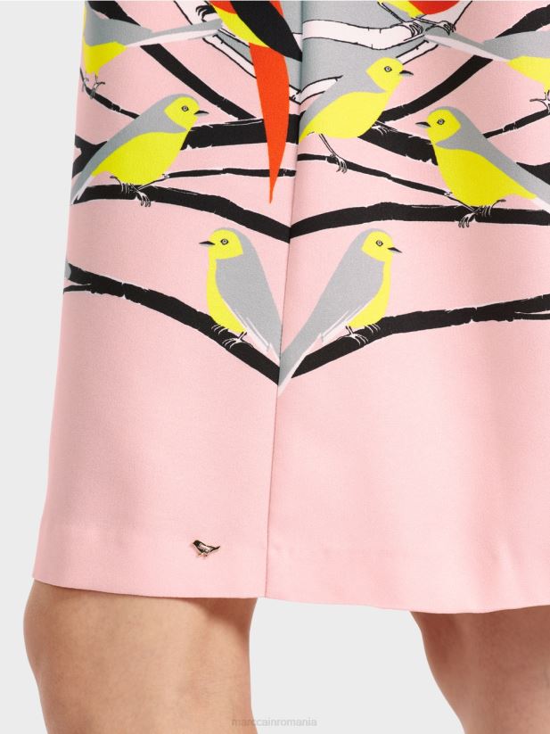 rochie casual cu design de pasăre Marc Cain albastru închis la cer îmbrăcăminte 4826HH33