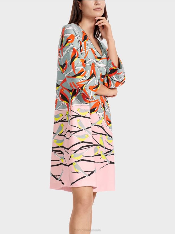 rochie casual cu design de pasăre Marc Cain albastru închis la cer îmbrăcăminte 4826HH33