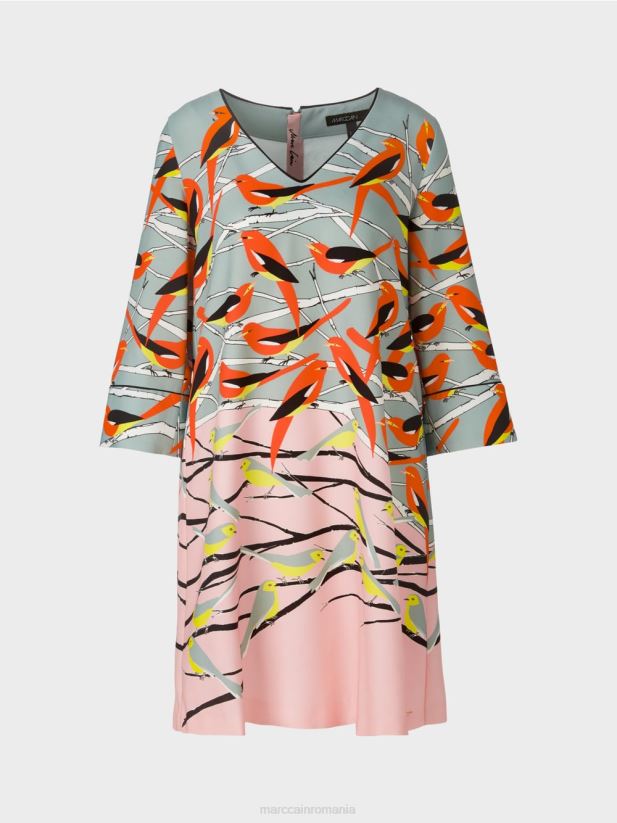 rochie casual cu design de pasăre Marc Cain albastru închis la cer îmbrăcăminte 4826HH33