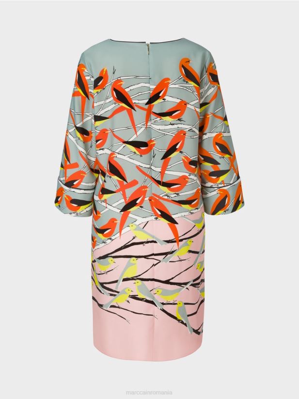 rochie casual cu design de pasăre Marc Cain albastru închis la cer îmbrăcăminte 4826HH33