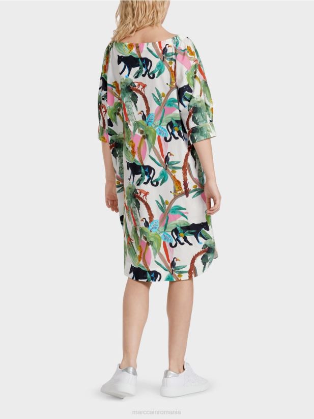 rochie casual cu imprimeu jungle Marc Cain aproape alb îmbrăcăminte 4826HH69
