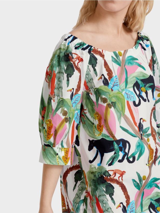 rochie casual cu imprimeu jungle Marc Cain aproape alb îmbrăcăminte 4826HH69