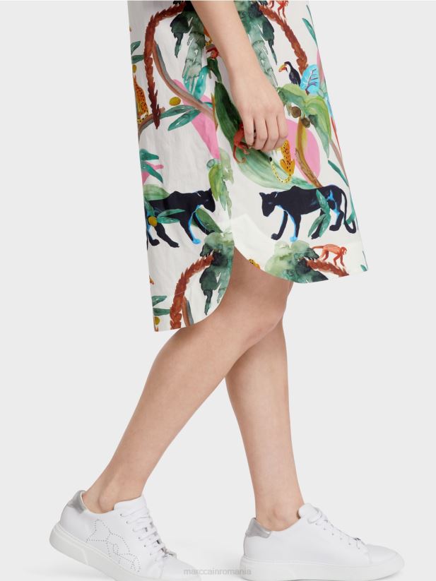 rochie casual cu imprimeu jungle Marc Cain aproape alb îmbrăcăminte 4826HH69