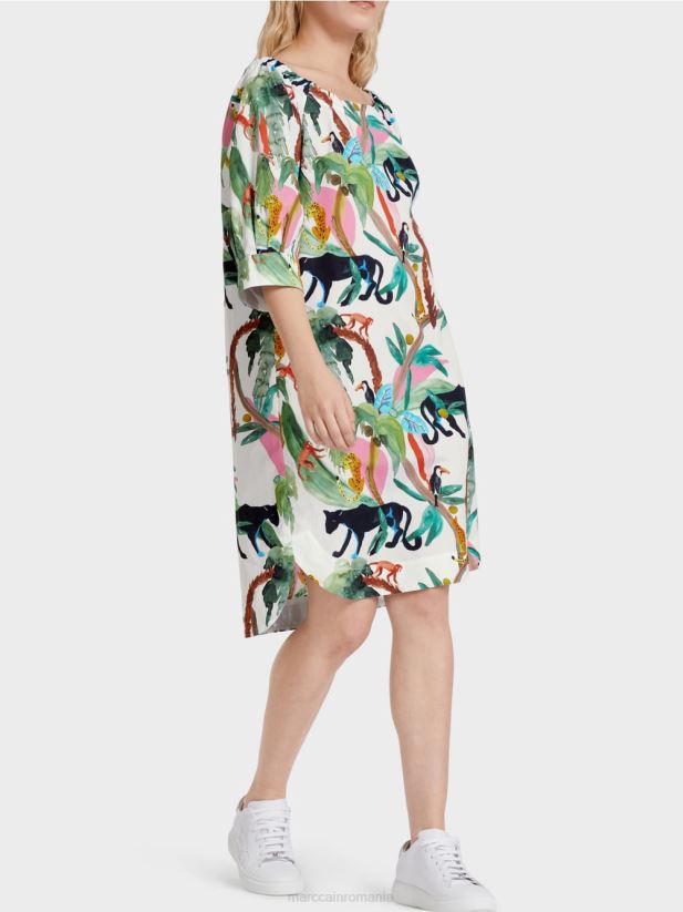 rochie casual cu imprimeu jungle Marc Cain aproape alb îmbrăcăminte 4826HH69