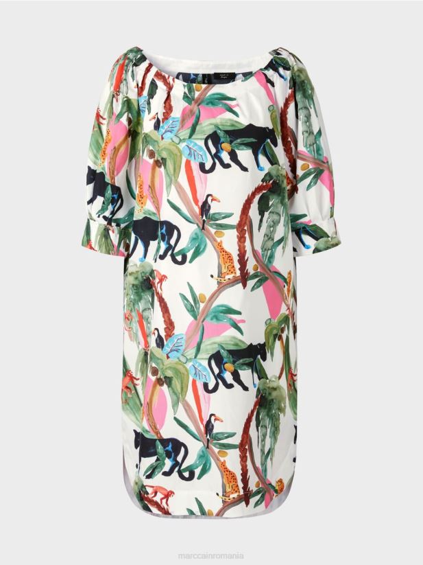 rochie casual cu imprimeu jungle Marc Cain aproape alb îmbrăcăminte 4826HH69