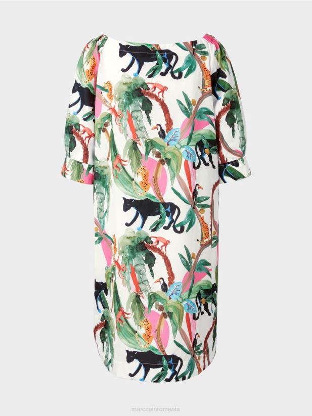 rochie casual cu imprimeu jungle Marc Cain aproape alb îmbrăcăminte 4826HH69