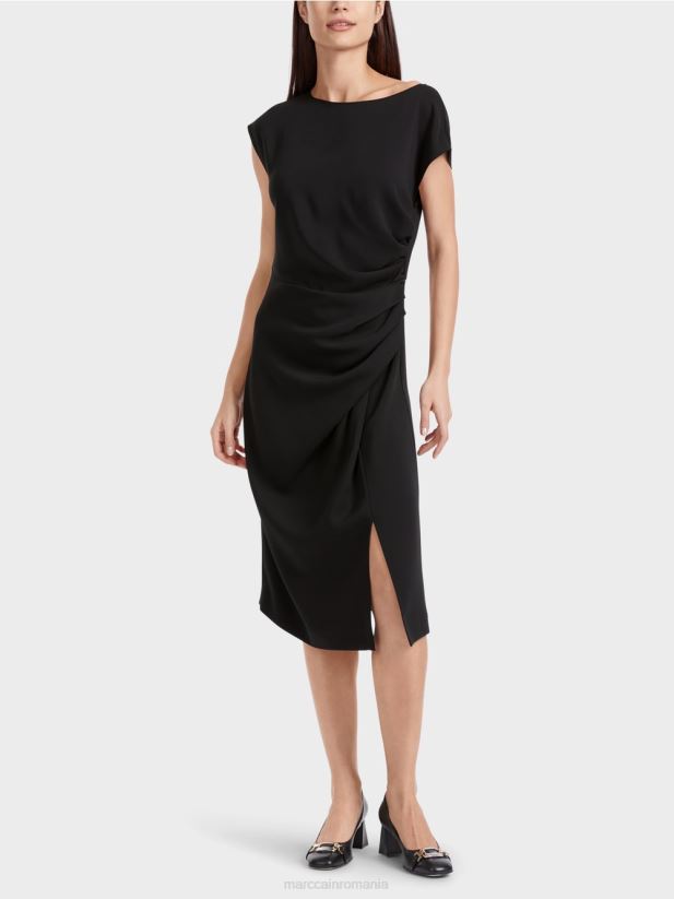 rochie cu aspect wrap Marc Cain negru îmbrăcăminte 4826HH46