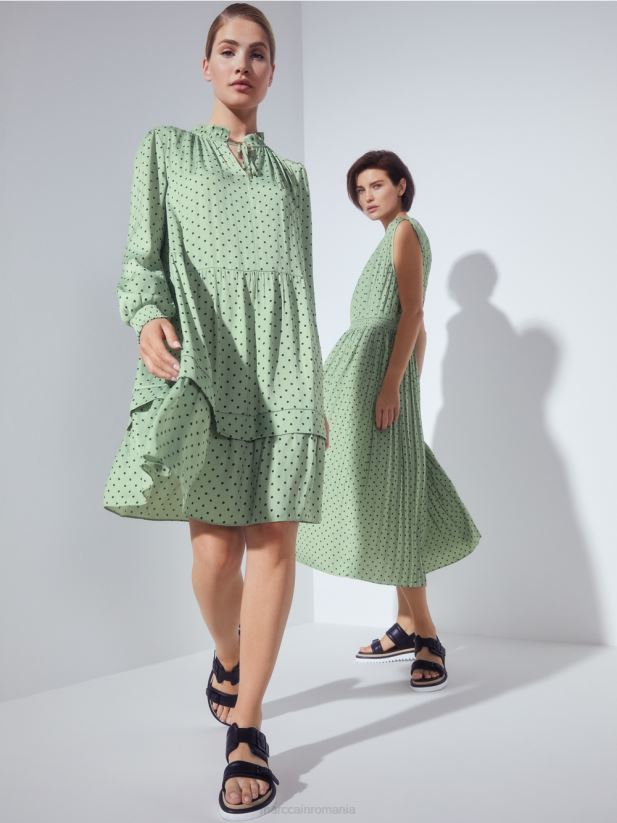 rochie cu buline Marc Cain menta pudra îmbrăcăminte 4826HH135