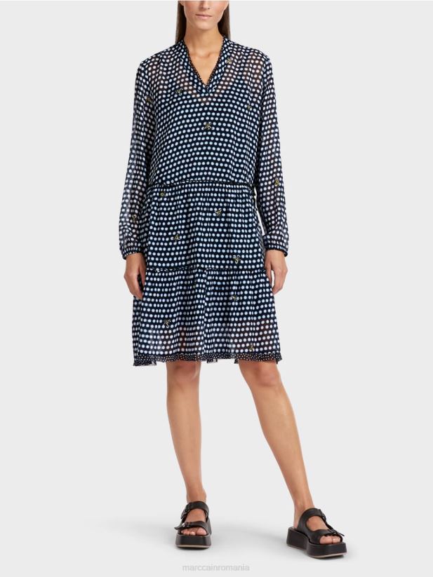 rochie cu buline din crep de vascoza Marc Cain negru îmbrăcăminte 4826HH120