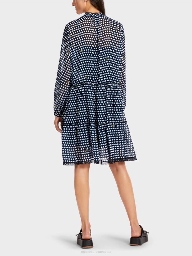 rochie cu buline din crep de vascoza Marc Cain negru îmbrăcăminte 4826HH120