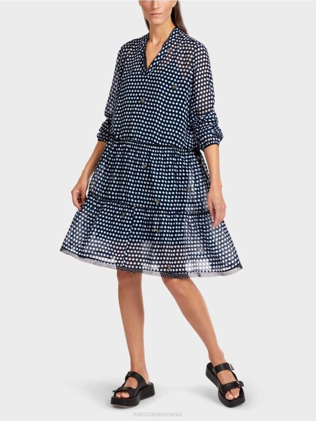 rochie cu buline din crep de vascoza Marc Cain negru îmbrăcăminte 4826HH120