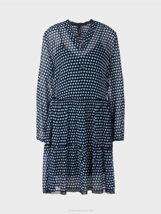 rochie cu buline din crep de vascoza Marc Cain negru îmbrăcăminte 4826HH120