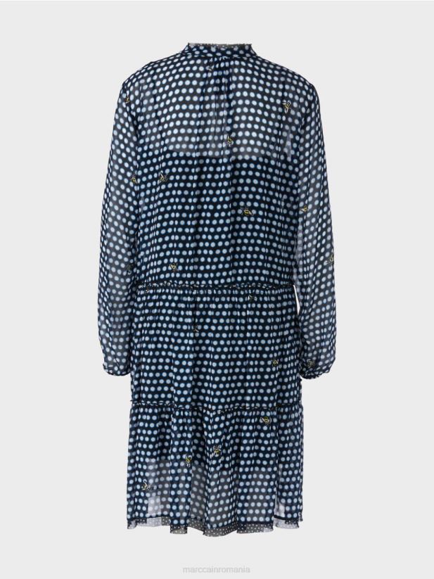 rochie cu buline din crep de vascoza Marc Cain negru îmbrăcăminte 4826HH120