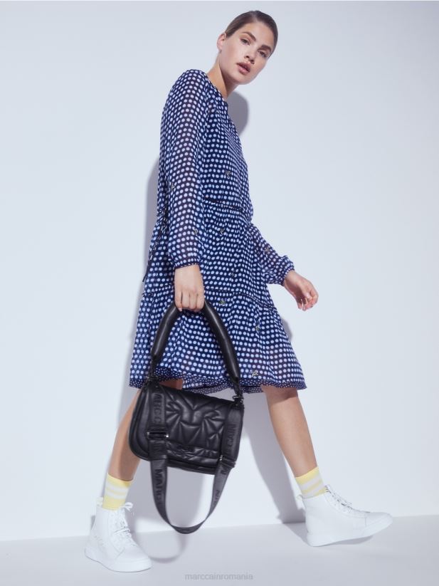 rochie cu buline din crep de vascoza Marc Cain negru îmbrăcăminte 4826HH120