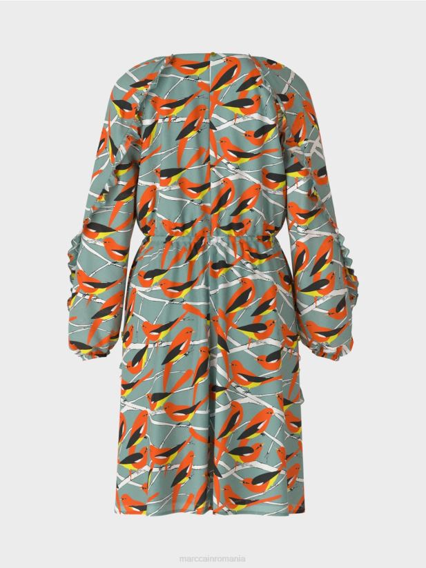 rochie cu design de pasăre Marc Cain albastru închis la cer îmbrăcăminte 4826HH44