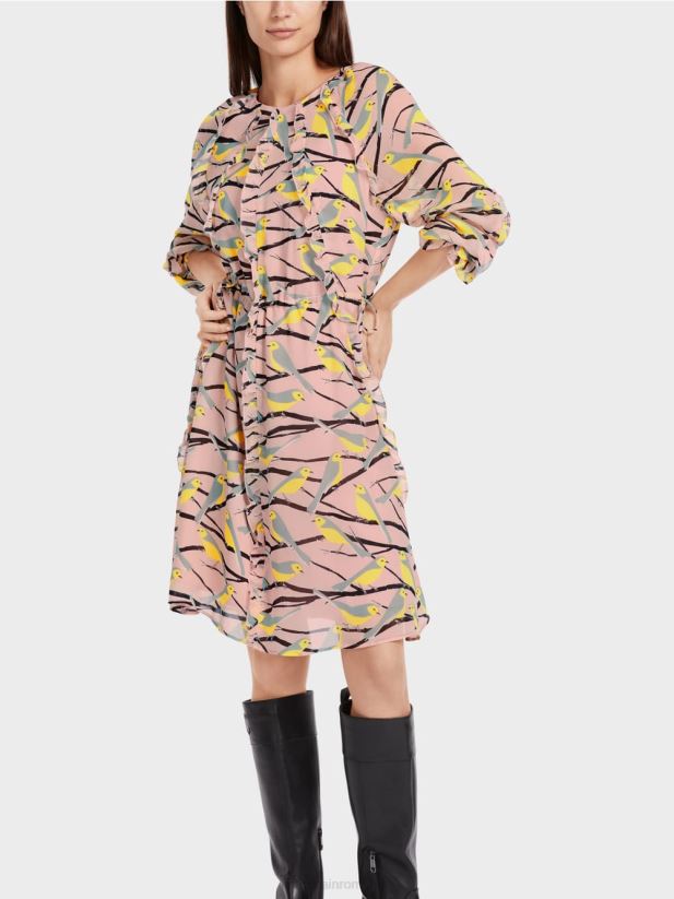 rochie cu design de pasăre Marc Cain roz pudra moale îmbrăcăminte 4826HH45