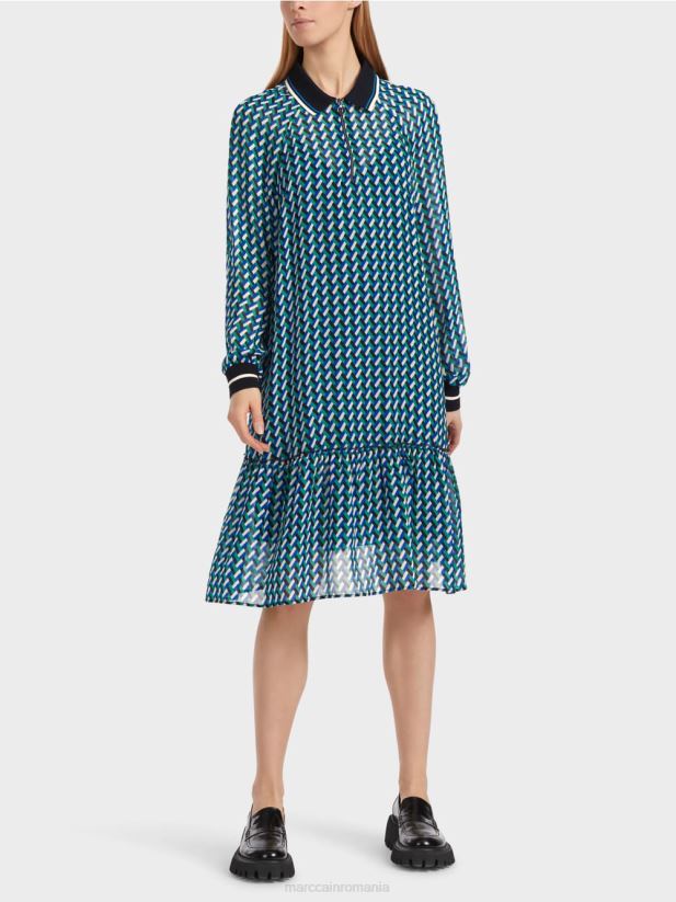 rochie cu design geometric peste tot Marc Cain smalț îmbrăcăminte 4826HH2