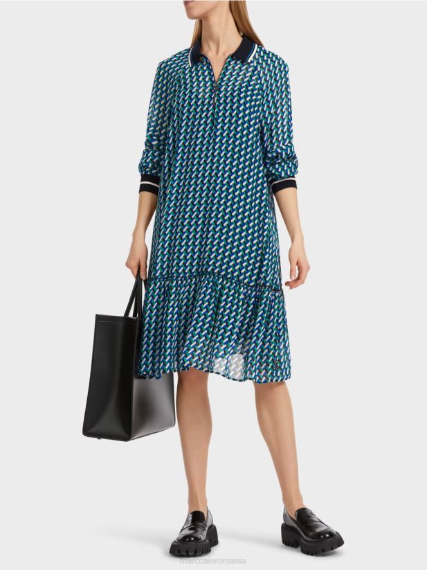 rochie cu design geometric peste tot Marc Cain smalț îmbrăcăminte 4826HH2