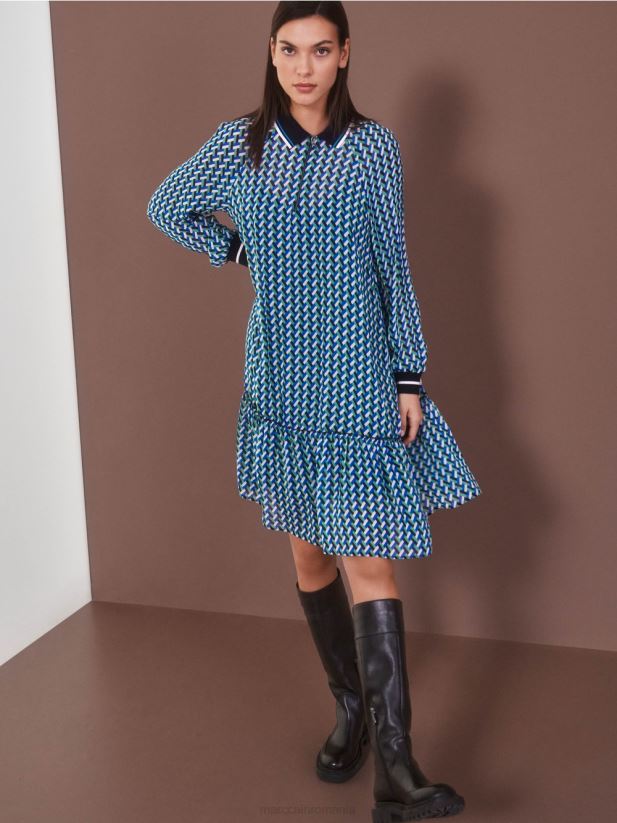 rochie cu design geometric peste tot Marc Cain smalț îmbrăcăminte 4826HH2