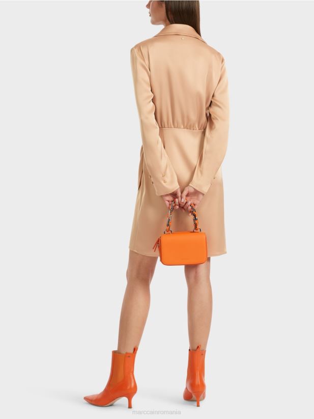 rochie cu efect wrap Marc Cain caramel strălucitor îmbrăcăminte 4826HH20