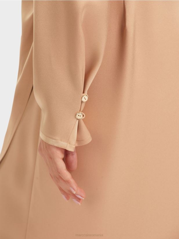 rochie cu efect wrap Marc Cain caramel strălucitor îmbrăcăminte 4826HH20