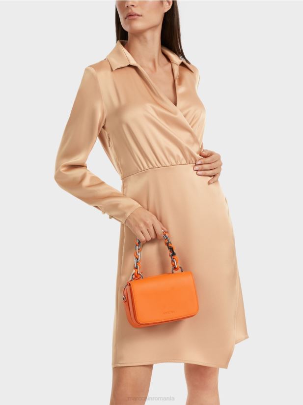 rochie cu efect wrap Marc Cain caramel strălucitor îmbrăcăminte 4826HH20
