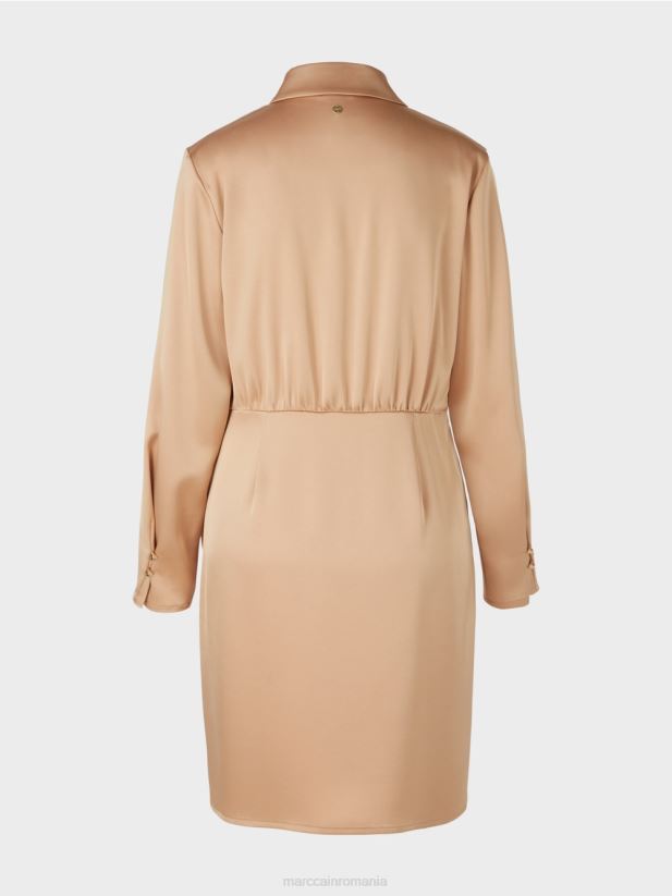 rochie cu efect wrap Marc Cain caramel strălucitor îmbrăcăminte 4826HH20