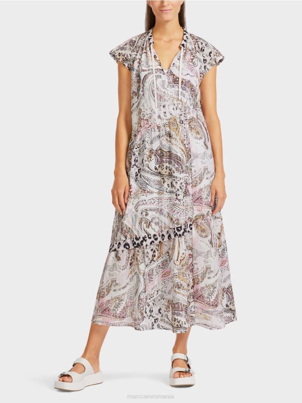 rochie cu etaje asimetrice Marc Cain aproape alb îmbrăcăminte 4826HH98