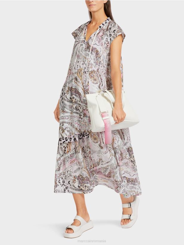 rochie cu etaje asimetrice Marc Cain aproape alb îmbrăcăminte 4826HH98