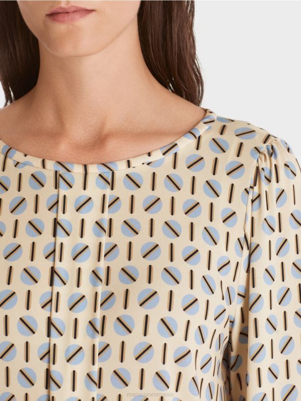 rochie cu imprimeu buline Marc Cain crema inchisa îmbrăcăminte 4826HH22