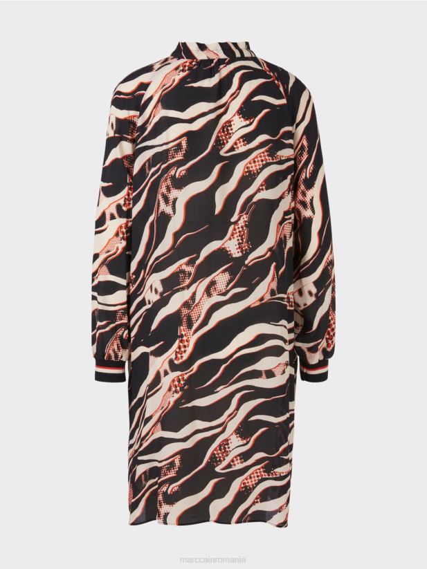 rochie cu imprimeu de blană animală Marc Cain campari îmbrăcăminte 4826HH15
