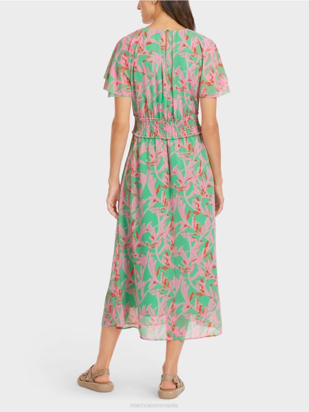 rochie cu imprimeu floral Marc Cain jad strălucitor îmbrăcăminte 4826HH106