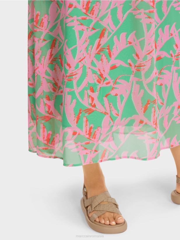 rochie cu imprimeu floral Marc Cain jad strălucitor îmbrăcăminte 4826HH106