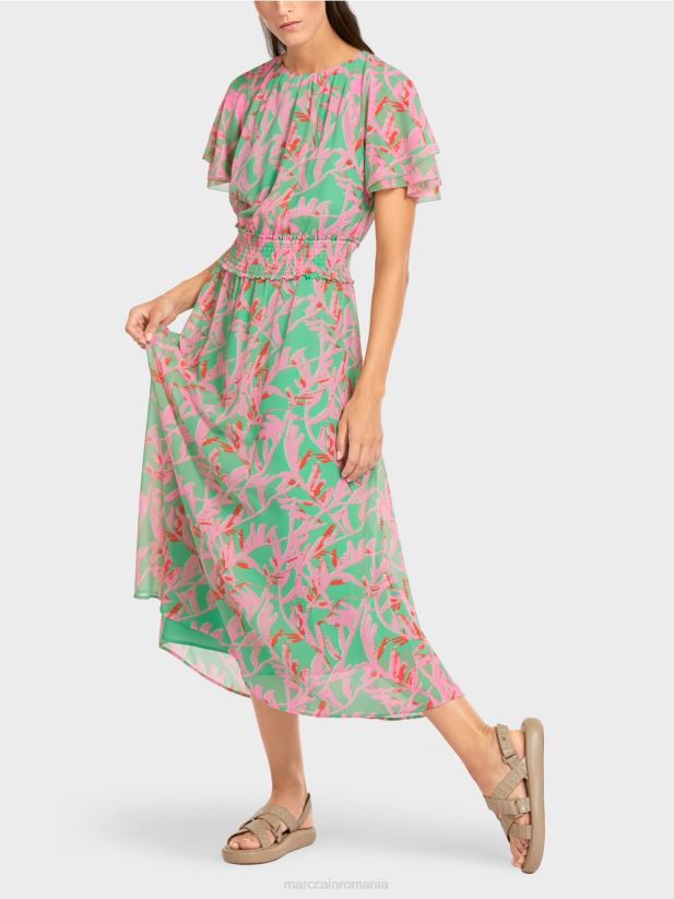 rochie cu imprimeu floral Marc Cain jad strălucitor îmbrăcăminte 4826HH106