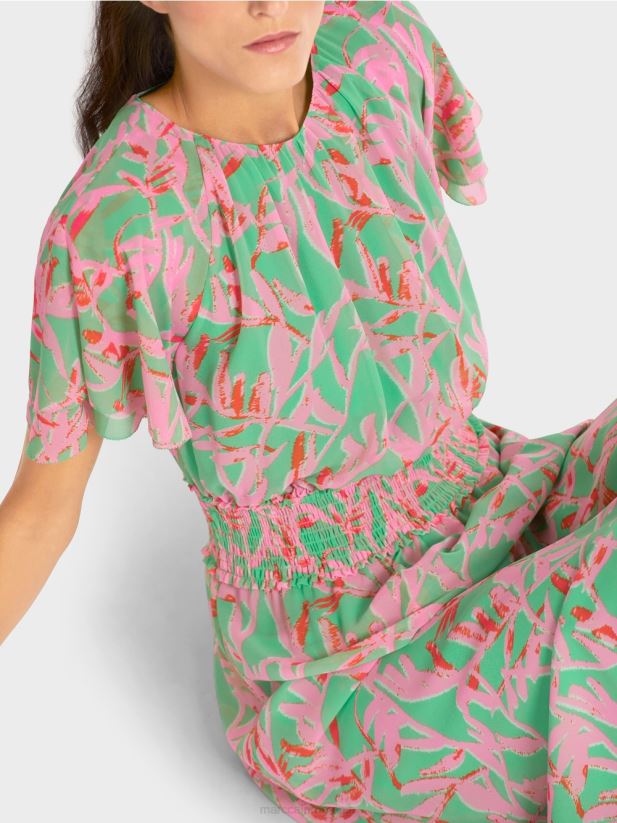 rochie cu imprimeu floral Marc Cain jad strălucitor îmbrăcăminte 4826HH106