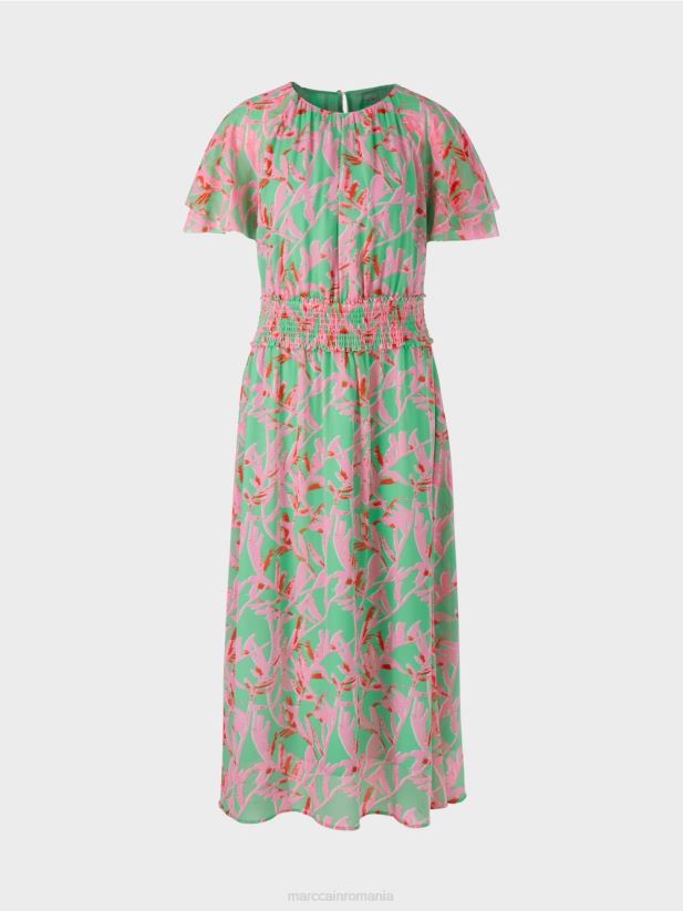 rochie cu imprimeu floral Marc Cain jad strălucitor îmbrăcăminte 4826HH106